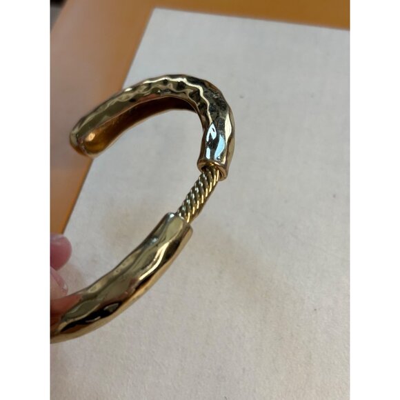Gold-Tone Hammered Cuff Bracelet With Rope-Style Detail 7.5-Inch Circumference - Picture 5 of 8